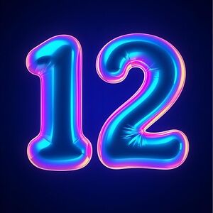 Mine Vibrant Blue and Pink Number 12 Balloon